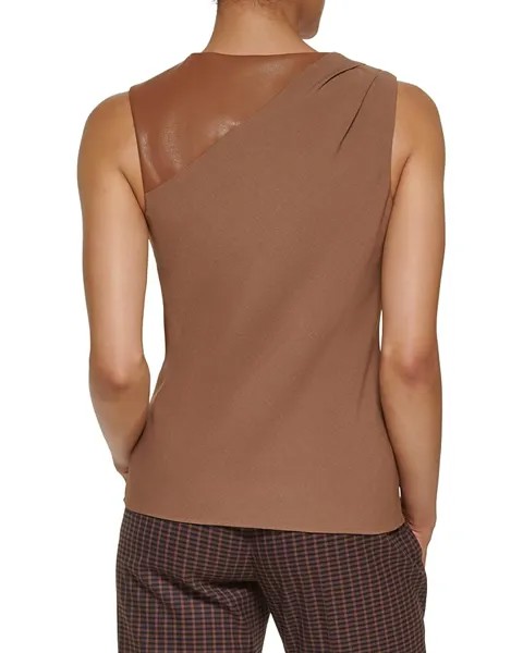Топ DKNY Sleeveless Mixed Media Knit Top, цвет Toffee