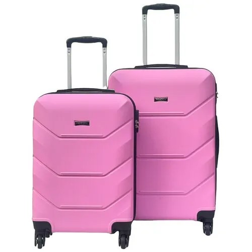 Комплект чемоданов , 2 шт., 82 л, размер S/M, розовый