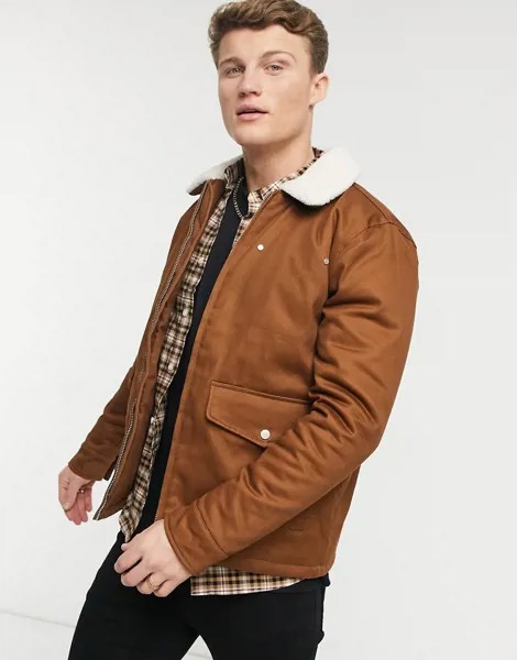 Светло-коричневая куртка-харрингтон с воротником из искусственного меха Topman-Коричневый цвет