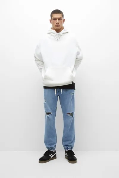 Рваные джинсы-джоггеры Pull&Bear, бледный индиго