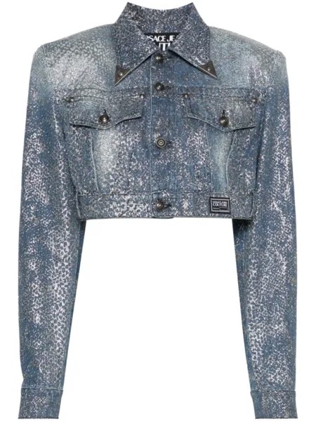 Versace Jeans Couture укороченная джинсовая куртка Animalier, синий