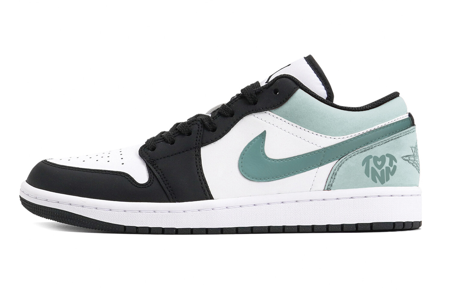 Кроссовки Air Jordan 1 Vintage Basketball Shoes Men Low-top Cloud White / Core Black / Lucid Lemon F23, зеленый