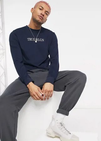 Лонгслив с круглым вырезом True Religion-Голубой