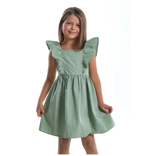 Платье Mini Maxi, хлопок, однотонное, размер 104, зеленый