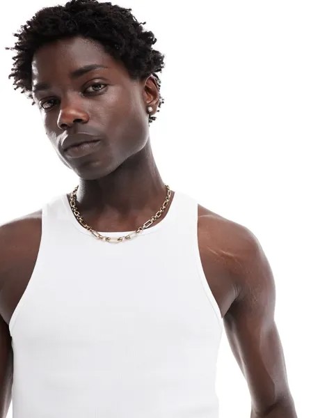 Белая облегающая майка с высоким воротником ASOS DESIGN