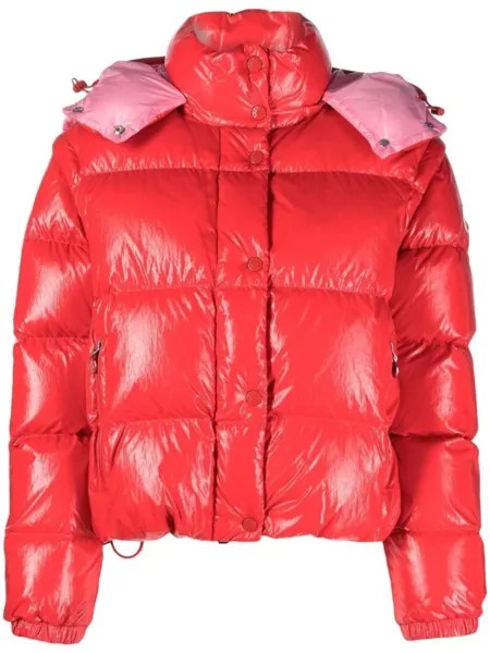 Moncler high-shine padded jacket, красный