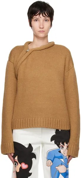 Светло-коричневый свитер с вырезом на молнии JW Anderson
