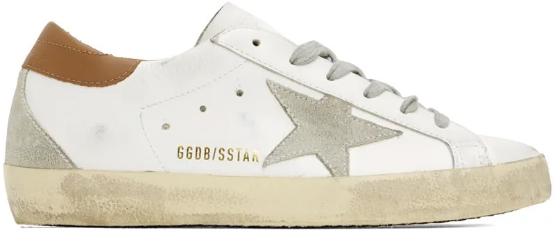 Бело-коричневые классические кроссовки Super-Star Golden Goose