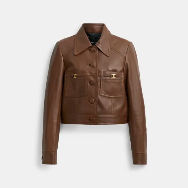 Куртка COACH Shrunken Leather, коричневый