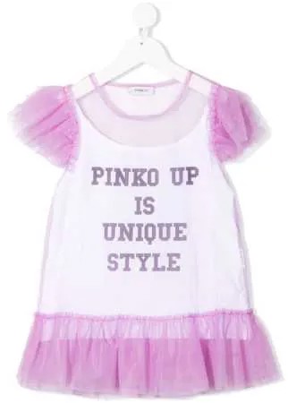 Pinko Kids платье с тюлем и принтом