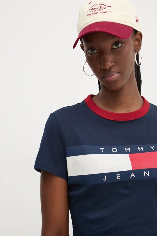 Хлопковая футболка Tommy Jeans, темно-синий