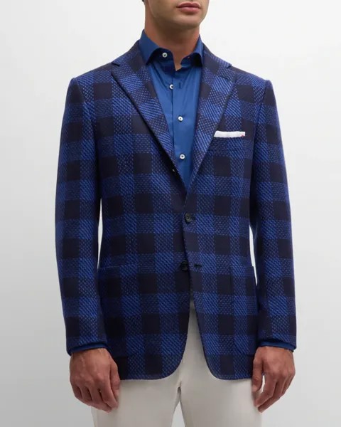 Мужское спортивное пальто в крупную клетку Kiton, цвет Navy