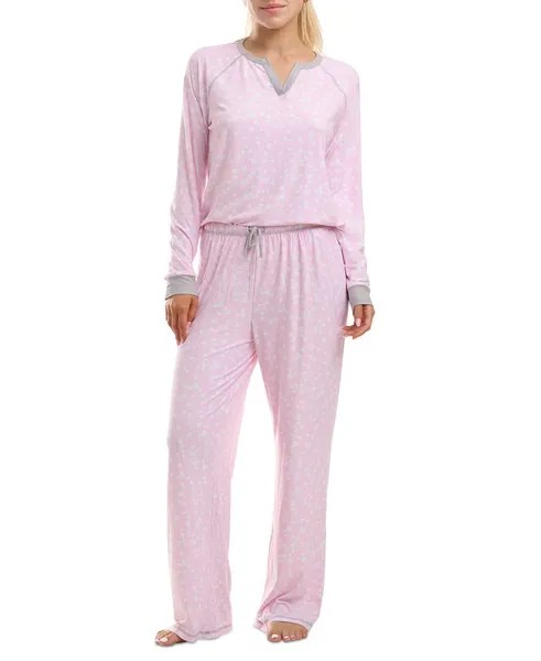 Женские 2 шт. Пижамный комплект на шнурке с принтом Splendid, цвет Pink Heart Outlines
