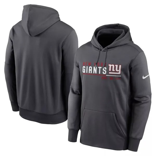 Мужской пуловер с капюшоном и логотипом New York Giants Prime антрацитового цвета Nike