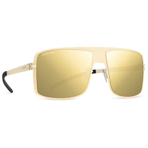 Титановые солнцезащитные очки GRESSO Manhattan - квадратные / золотые