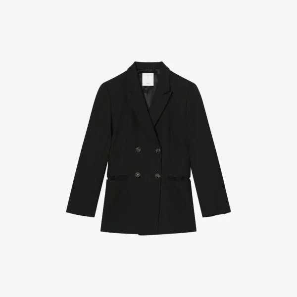 Двубортный пиджак Malory из смесовой шерсти Sandro, цвет noir / gris