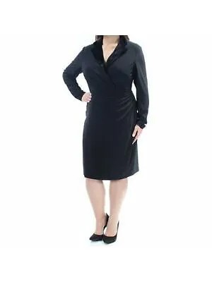 RALPH LAUREN Черное женское коктейльное платье-футляр длиной ниже колена с длинными рукавами 4