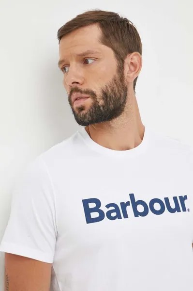 Хлопковая футболка Barbour, белый