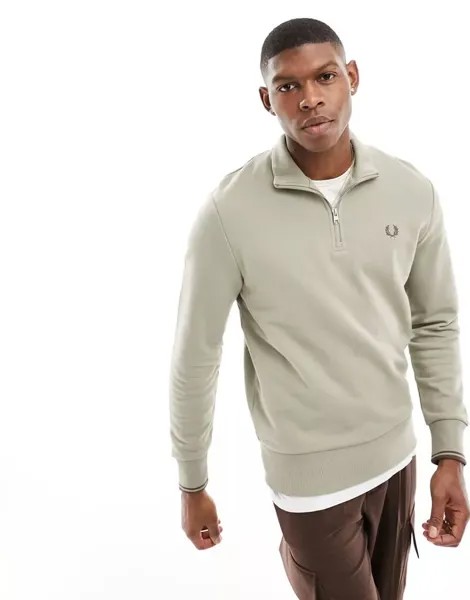 Бежевый свитшот на молнии Fred Perry