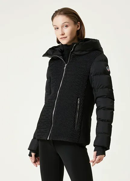 Черное пуховое пальто с капюшоном roxane Fusalp