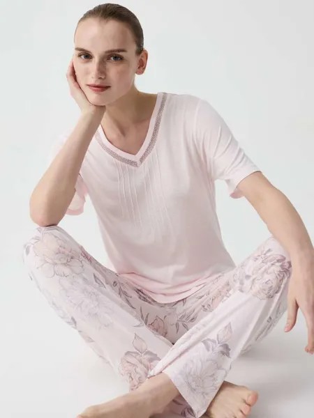 Пижама в полный рост с цветочным узором Ovs, цвет baby pink
