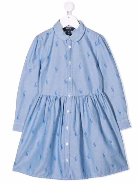 Ralph Lauren Kids платье-рубашка с принтом Polo Pony