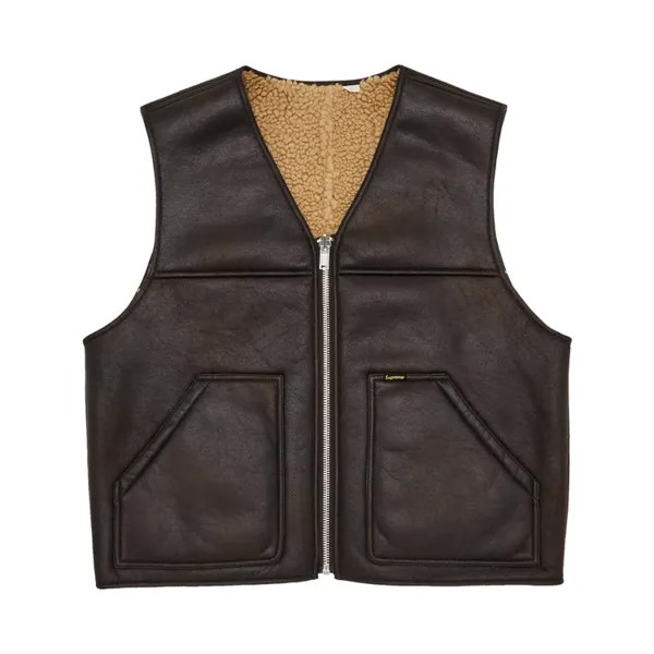 Утепленный жилет Supreme Reversible Faux Shearling Work Vest, коричневый