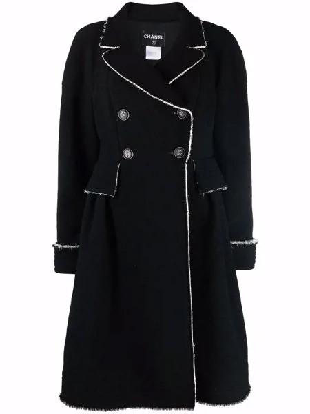Chanel Pre-Owned двубортное пальто 2010-х годов с эффектом потертости
