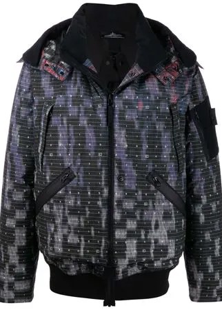 Stone Island Shadow Project пуховик с капюшоном и принтом