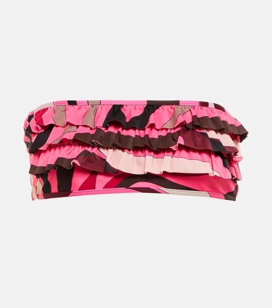 Лиф бикини бандо с оборками PUCCI, разноцветный