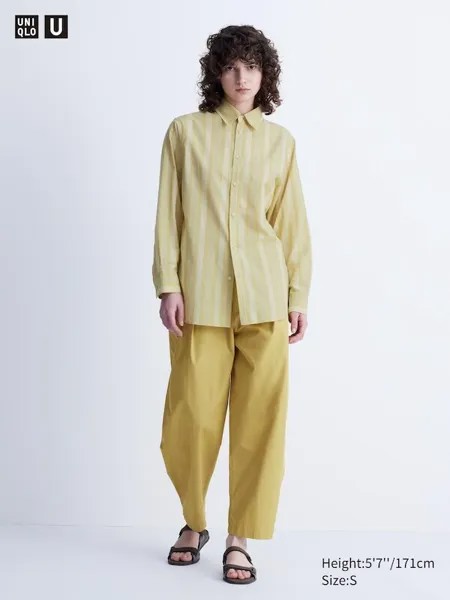 Укороченные брюки с парашютом длинные Uniqlo, желтый