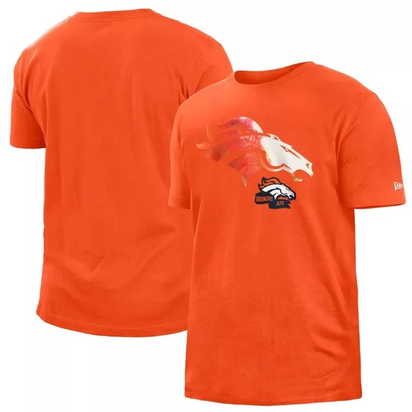 Мужская оранжевая футболка Denver Broncos 2022 Sideline Ink Dye New Era