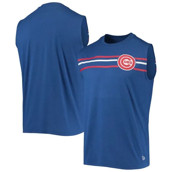 Мужская майка New Era Heathered Royal Chicago Cubs Muscle