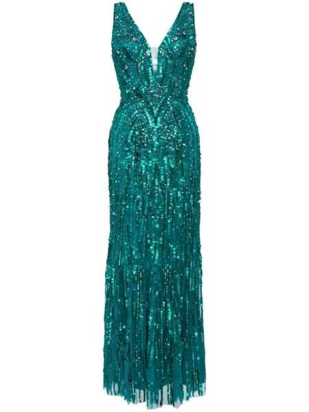 Вечернее платье Raquel с кристаллами Jenny Packham, зеленый