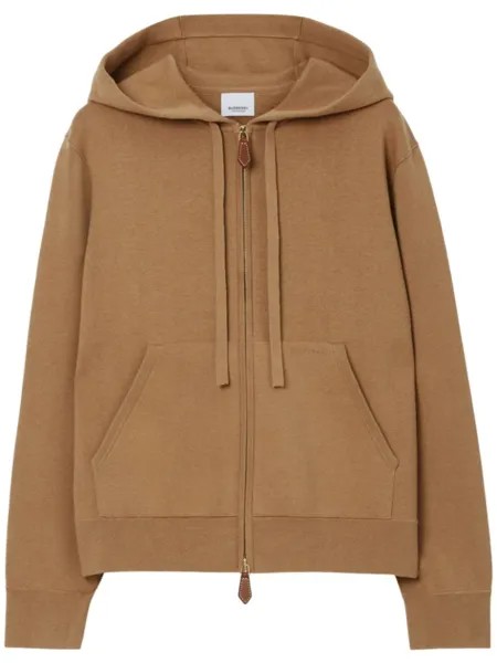 Burberry трикотажное худи на молнии, коричневый