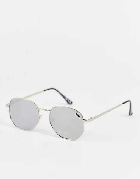 Солнцезащитные очки в круглой серебристой оправе с зеркальными стеклами River Island-Серебристый
