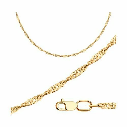 Цепь The Jeweller, серебро, 925 проба, золочение, длина 70 см, средний вес 8.02 г, золотой