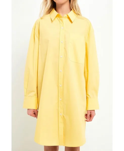 Женское классическое платье-рубашка с воротником English Factory, желтый
