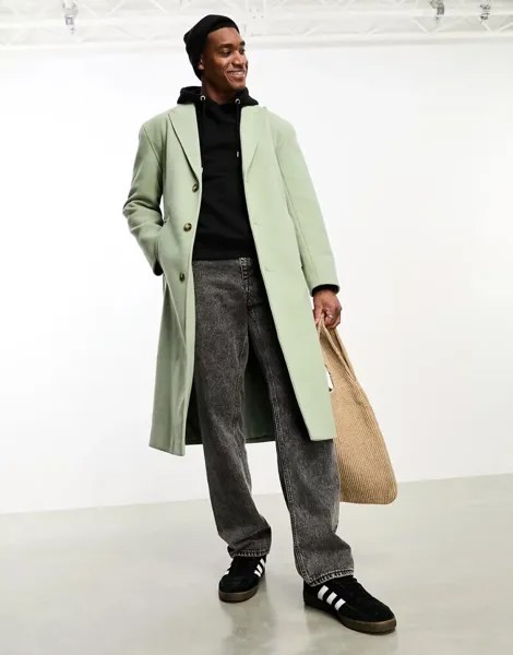 Шалфейное пальто свободного кроя с эффектом шерсти ASOS
