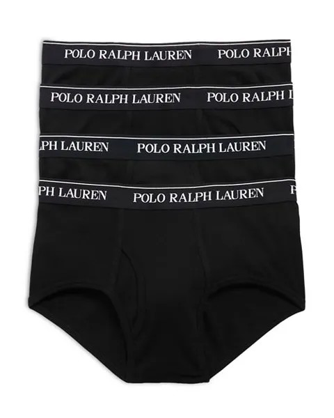 Хлопковые трусы с поясом с логотипом, упаковка из 4 шт. Polo Ralph Lauren, цвет Black