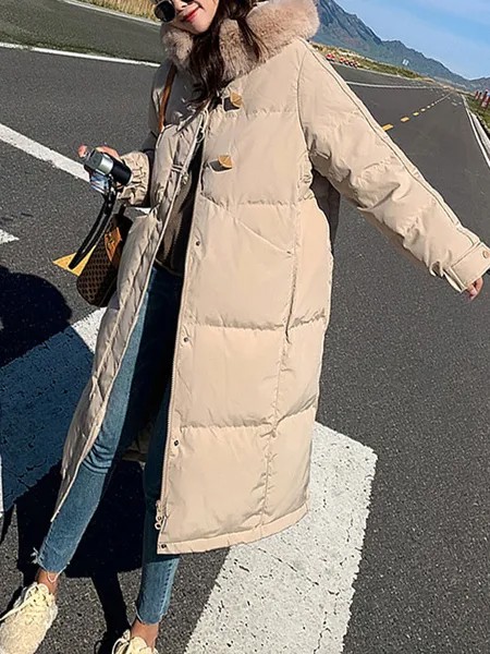Milanoo Puffer Coats For Women Light Brown Wind Proof Warmth Preservation Long Sleeves Winter Outerw