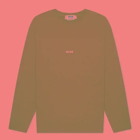 Мужской лонгслив MSGM Micrologo, цвет зелёный, размер L