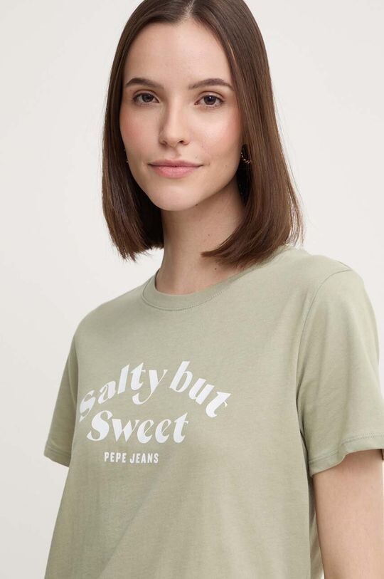 Хлопковая футболка EFFIE Pepe Jeans, зеленый