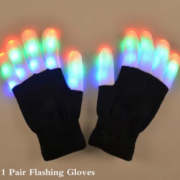 1 пара светодиодных мигающих волшебных перчаток красочные пальцы светящиеся перчатки для детей взрослый
