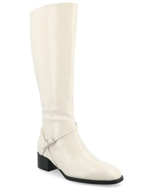 Женские ботинки Rhianah Tru Comfort из пеноматериала широкой ширины, стандартный наборный каблук с квадратным носком Journee Collection, слоновая кость/кремовый