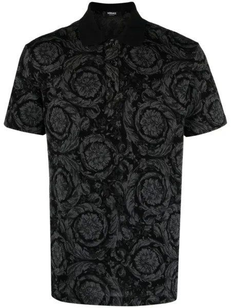 Рубашка поло с узором Barocco Versace, серый