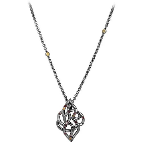 Подвеска Algenda, серебро, 925 проба, гранат, цитрин
