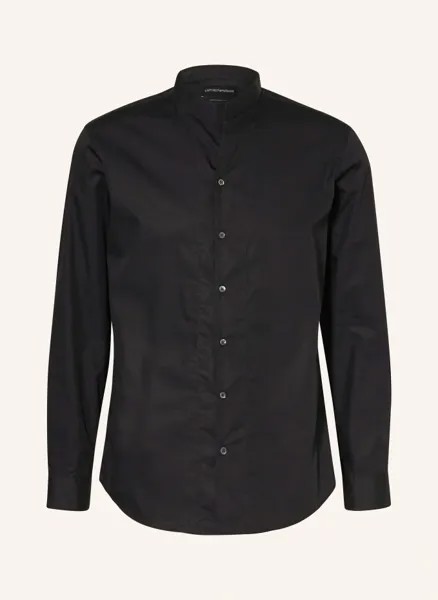 Рубашка современного кроя с воротником стойкой Emporio Armani, черный