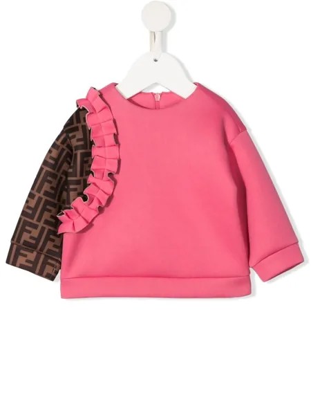 Fendi Kids толстовка с монограммой и оборками