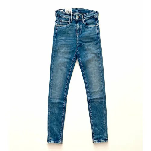 Джинсы скинни  Pepe Jeans, прилегающие, завышенная посадка, стрейч, пояс/ремень, размер XS, синий
